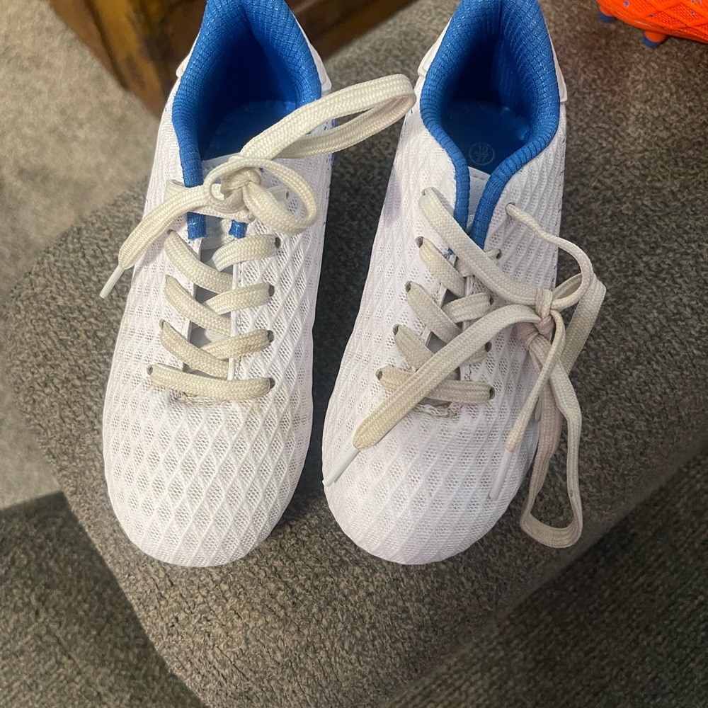 Kids White and Blue Sneakers